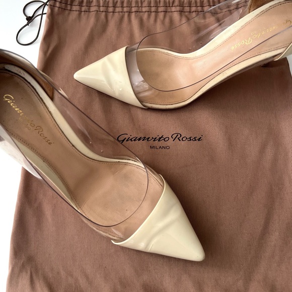 Gianvito Rossi 85 Plexi offwhite patent leather pumps, size 38.5 (US 8) - Picture 11 of 11